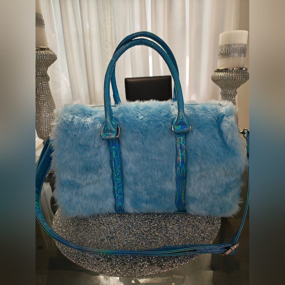 Rare Sugar Thrillz Small Holographic Monster Fur Duffel Bag